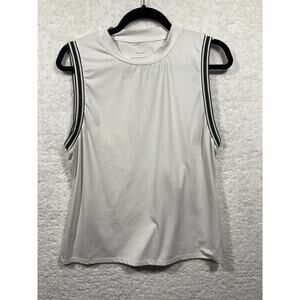 Varley Wellings Performance Tank Top in White Green Trim Athletic Size Small